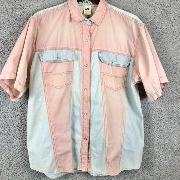 Vintage 80's Absolutely‎ No! Jeans Authentic Womens Collard Shirt Size Large - Picture 1 of 7